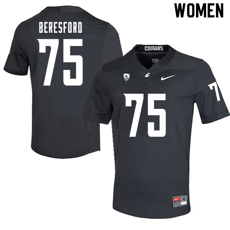 Women #75 Cade Beresford Washington State Cougars College Football Jerseys Sale-Charcoal